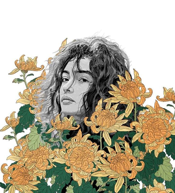 美人與花插畫：用線條淋漓盡致展現(xiàn)女性魅力！