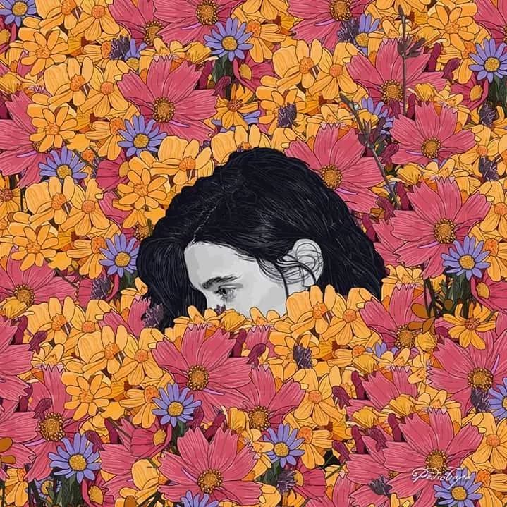 美人與花插畫：用線條淋漓盡致展現(xiàn)女性魅力！