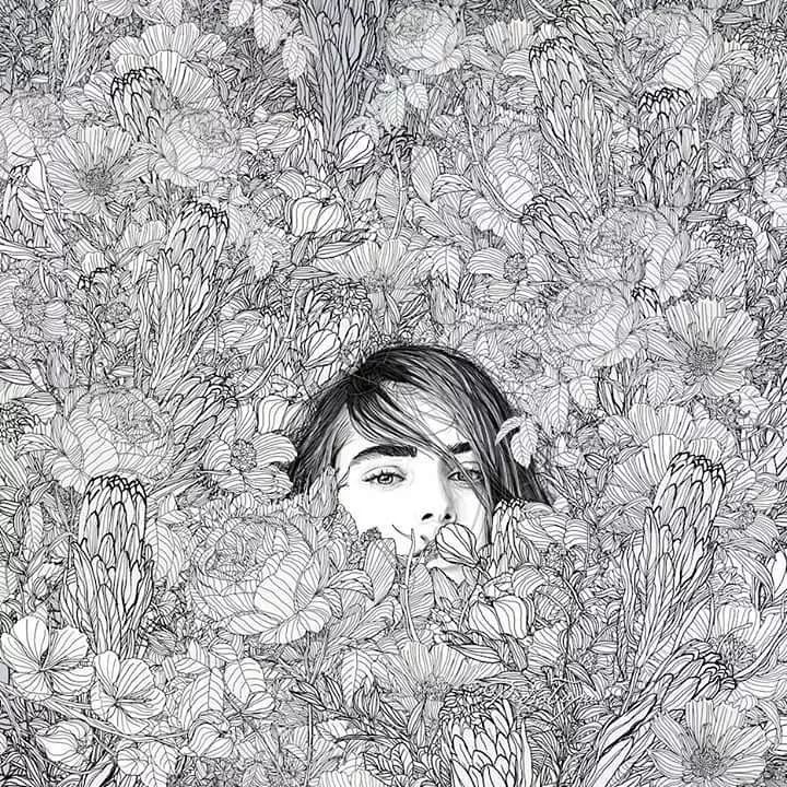 美人與花插畫(huà)：用線條淋漓盡致展現(xiàn)女性魅力！