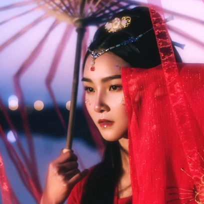 紅衣裳女生頭像，唯美古風(fēng)真人頭像
