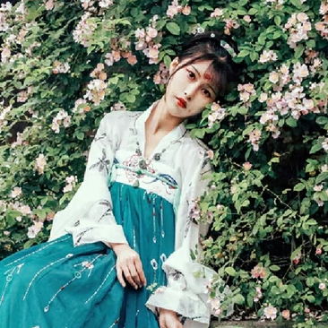 清新繁花帶傘女生頭像，唯美古風真人頭像