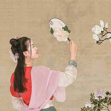 古典牡丹帶傘團(tuán)扇女生頭像，唯美古風(fēng)真人頭像