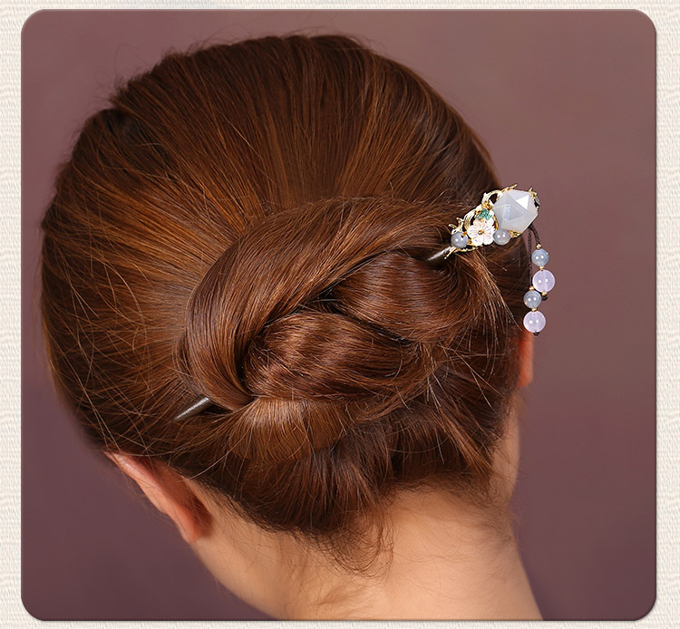 水晶復古風發(fā)簪，古代步搖發(fā)簪頭飾