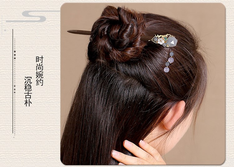 水晶復古風發(fā)簪，古代步搖發(fā)簪頭飾