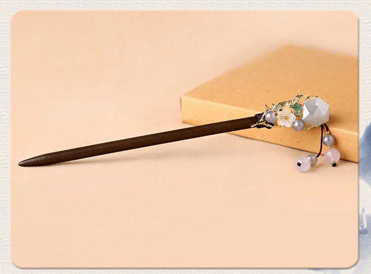 水晶復古風發(fā)簪，古代步搖發(fā)簪頭飾