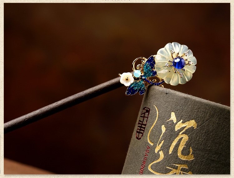 古風花朵發(fā)簪發(fā)飾，未聞花名中式簪子頭飾