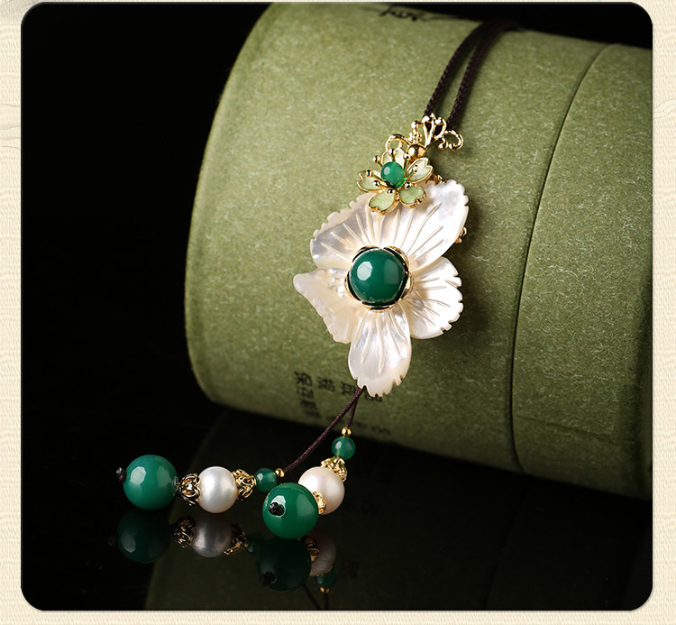 珍珠流蘇花朵鎖骨鏈，小清新項鏈首飾