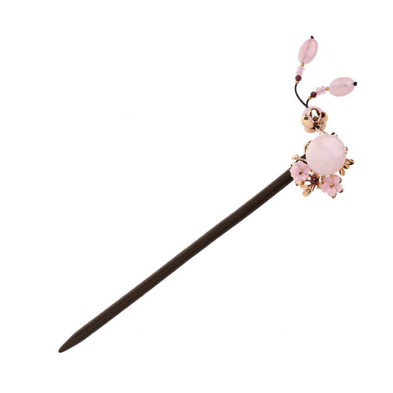 櫻戀粉雪發(fā)簪，氣質(zhì)小清新粉水晶簪子頭飾