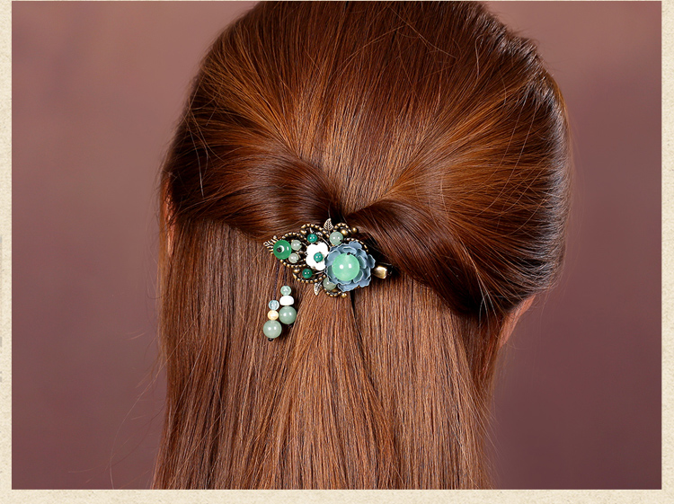 云樹滴沙發(fā)夾：復古花朵發(fā)夾頭飾