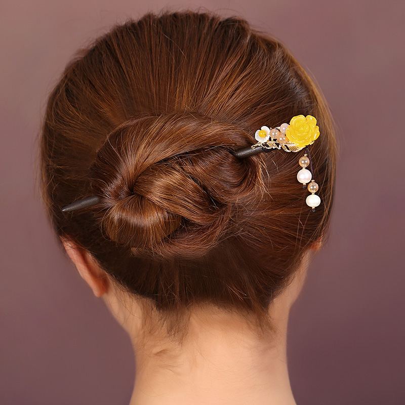 清新脫俗黃花朵簪子：古風(fēng)氣質(zhì)發(fā)簪頭飾