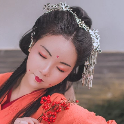 紅豆相思紅衣女生頭像，唯美古風(fēng)真人頭像