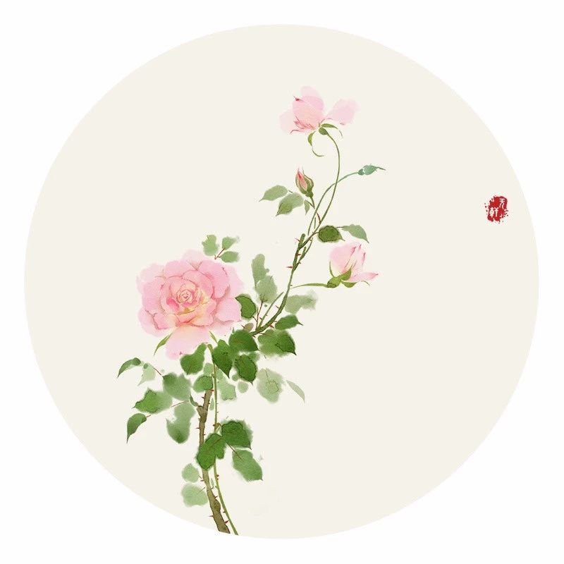 清新古風花卉插畫，清雅如詩的插畫圖片