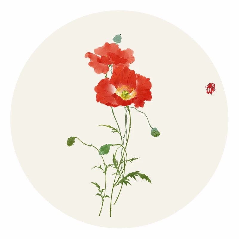 清新古風花卉插畫，清雅如詩的插畫圖片