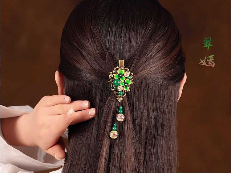 清新翠嫣發(fā)夾，古風(fēng)簡(jiǎn)約發(fā)飾頭飾