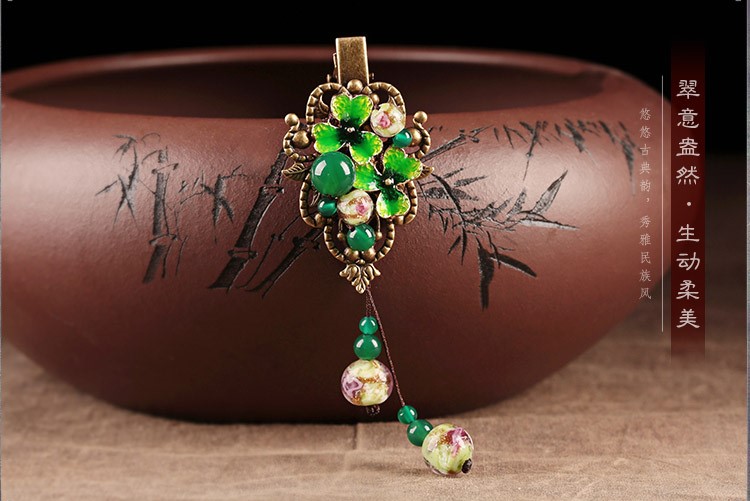 清新翠嫣發(fā)夾，古風(fēng)簡(jiǎn)約發(fā)飾頭飾