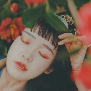 山茶花開女生頭像，唯美古風(fēng)真人頭像