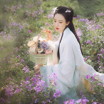 清新花朵帶傘女生頭像，唯美古風真人頭像