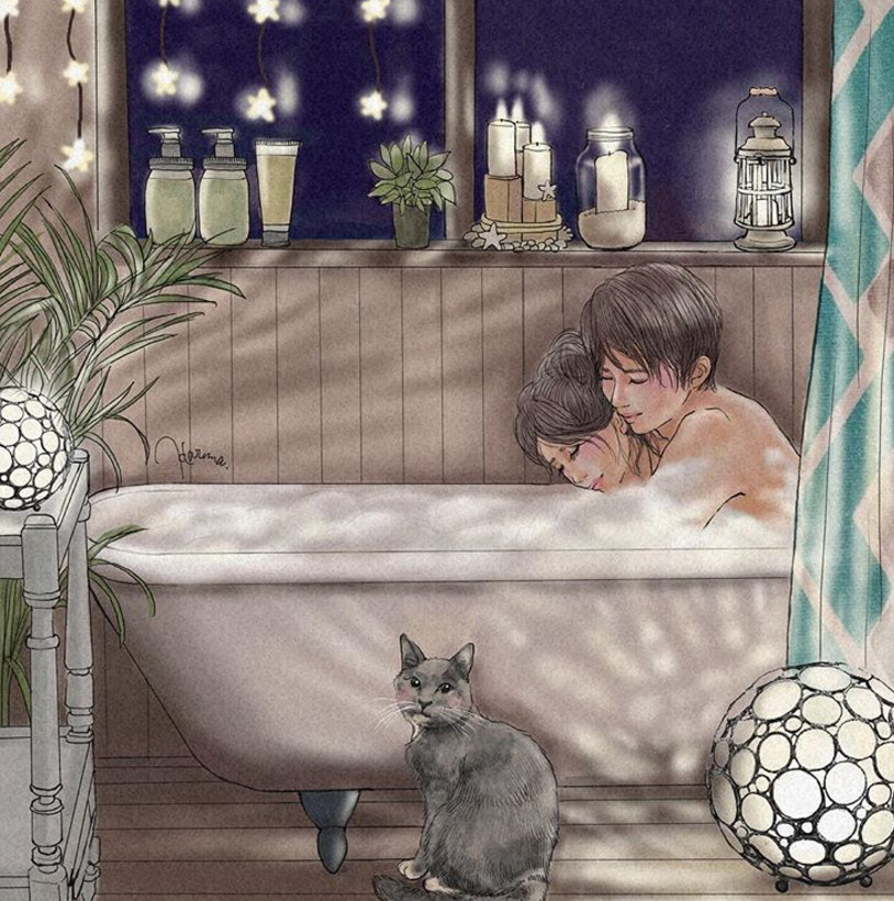 一組情侶情趣插畫，充滿誘惑的手繪插畫