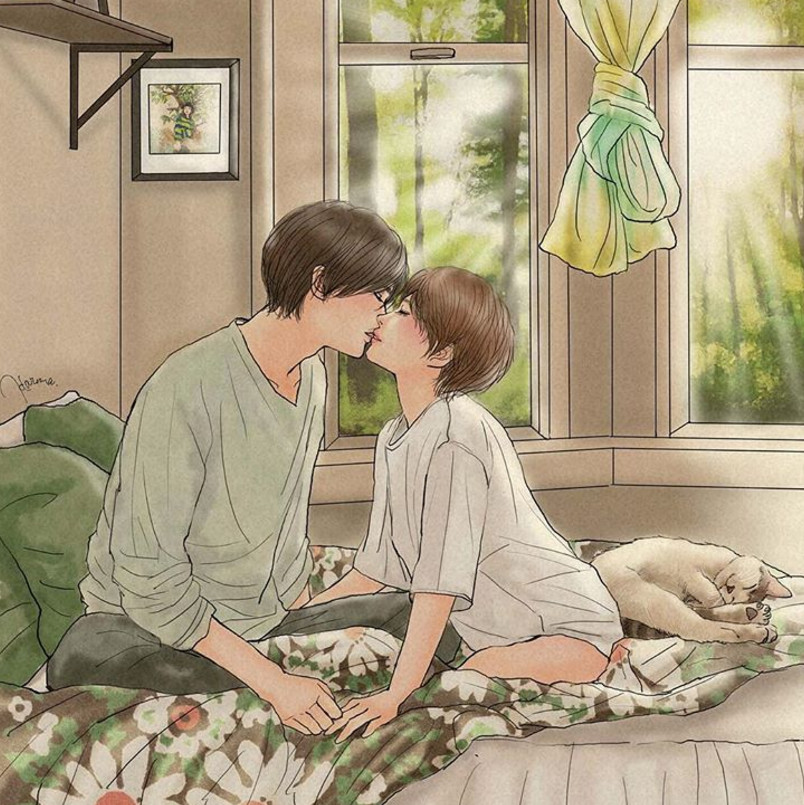 一組情侶情趣插畫，充滿誘惑的手繪插畫