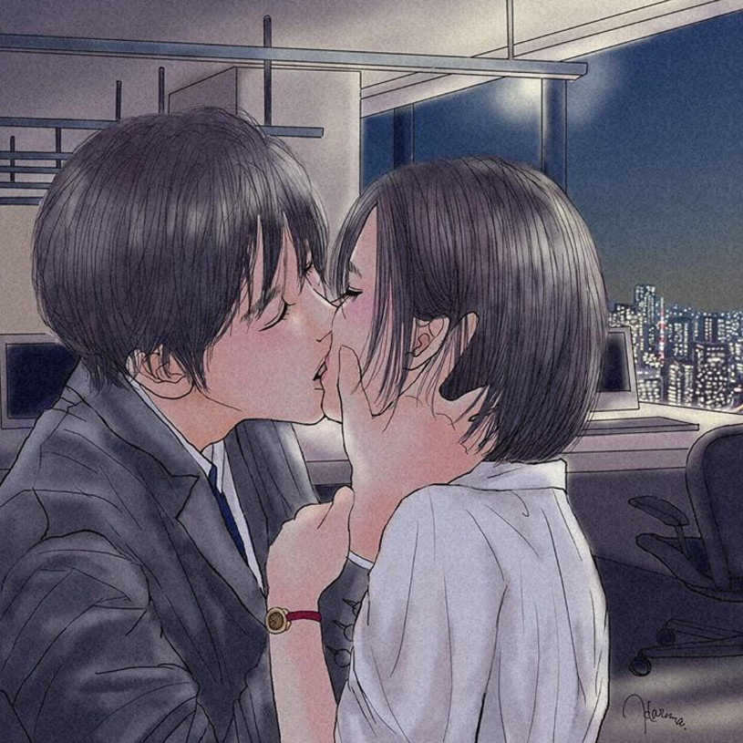 一組情侶情趣插畫，充滿誘惑的手繪插畫