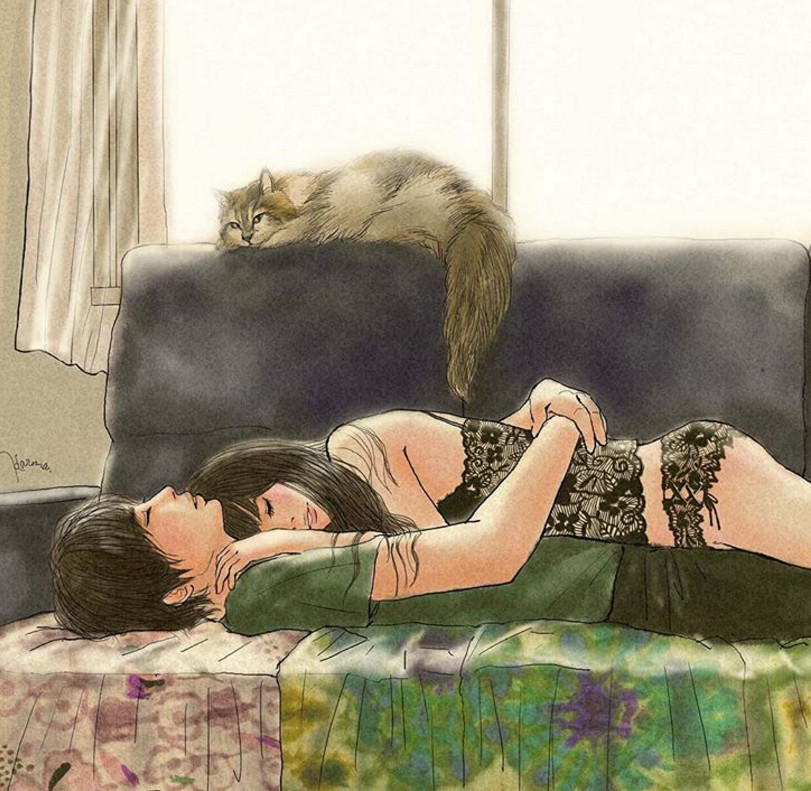 一組情侶情趣插畫(huà)，充滿(mǎn)誘惑的手繪插畫(huà)