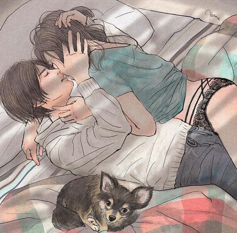 一組情侶情趣插畫(huà)，充滿(mǎn)誘惑的手繪插畫(huà)