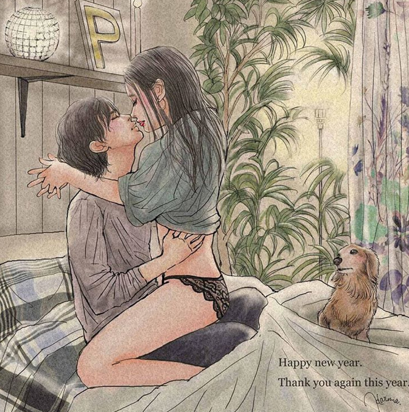 一組情侶情趣插畫(huà)，充滿(mǎn)誘惑的手繪插畫(huà)