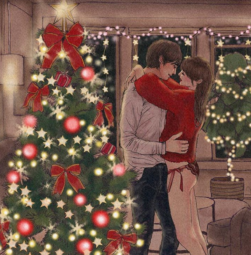 一組情侶情趣插畫，充滿誘惑的手繪插畫