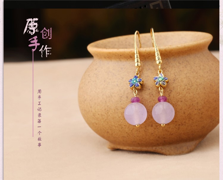 復(fù)古紫色超仙耳環(huán)，氣質(zhì)古風(fēng)小巧耳飾首飾