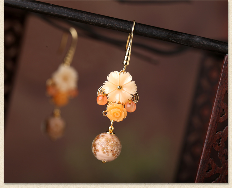 清新淡黃琉璃耳環(huán)，氣質(zhì)古典超仙首飾