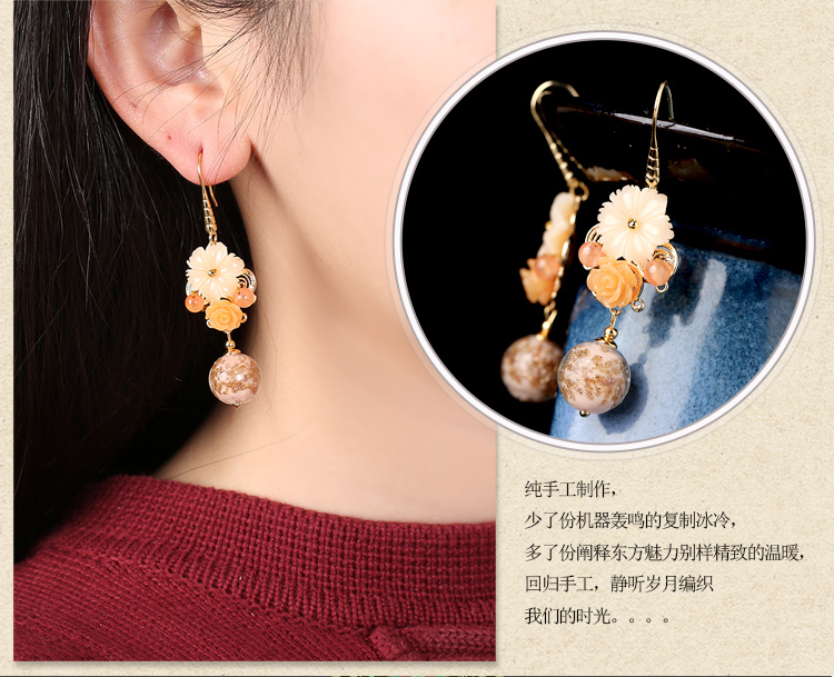 清新淡黃琉璃耳環(huán)，氣質(zhì)古典超仙首飾