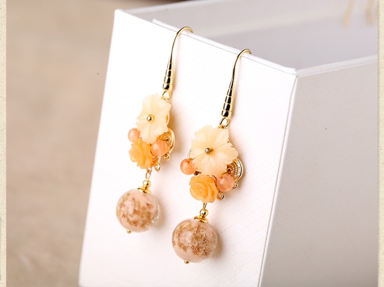 清新淡黃琉璃耳環(huán)，氣質(zhì)古典超仙首飾