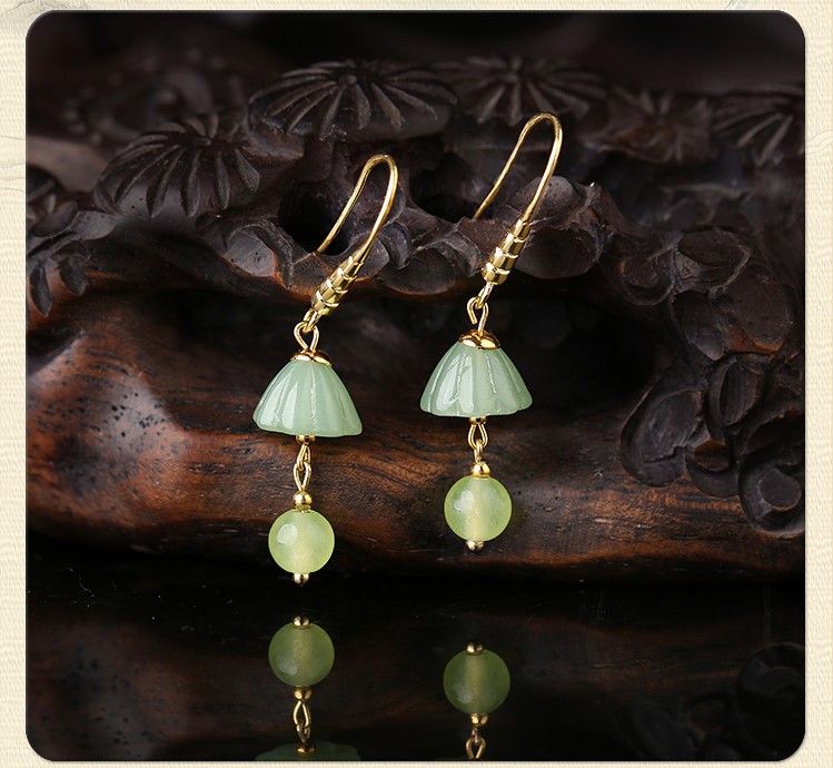 古風(fēng)淡雅蓮蓬耳環(huán)，氣文藝復(fù)古味道首飾