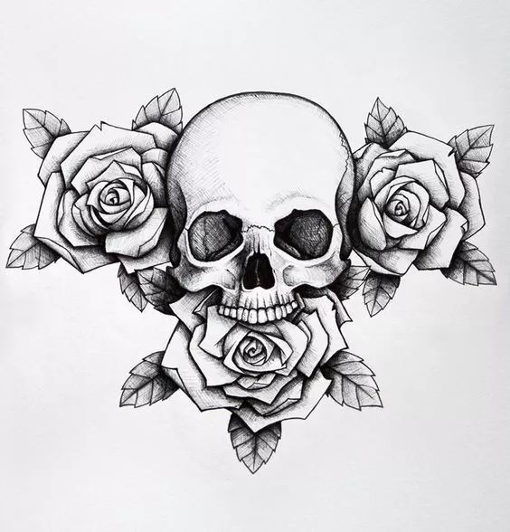 一組手繪骷髏頭插畫，猶如帶刺的玫瑰！