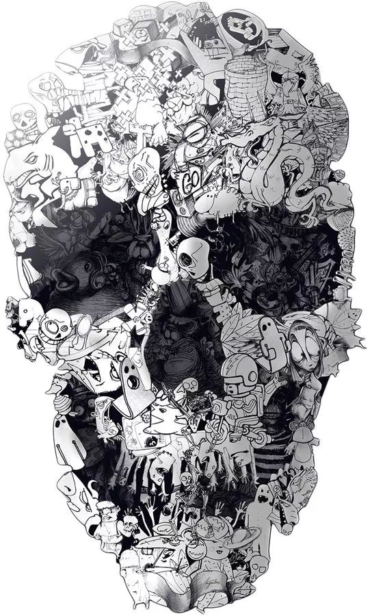 一組手繪骷髏頭插畫，猶如帶刺的玫瑰！