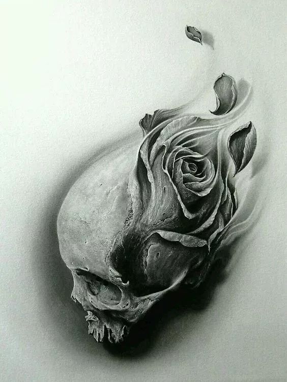 一組手繪骷髏頭插畫，猶如帶刺的玫瑰！