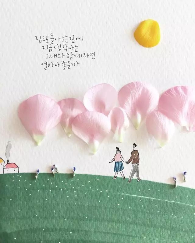一組創(chuàng)意花瓣插畫，小清新唯美手繪插畫