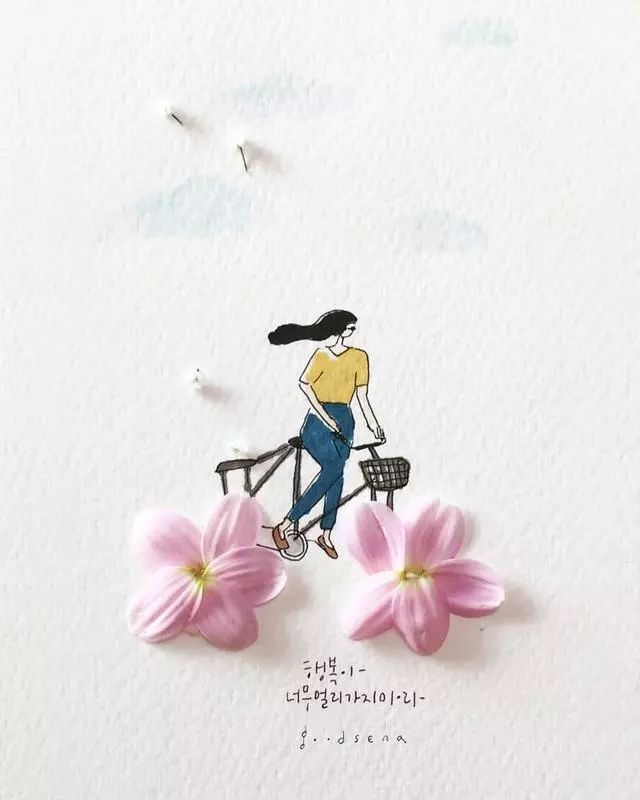 一組創(chuàng)意花瓣插畫，小清新唯美手繪插畫