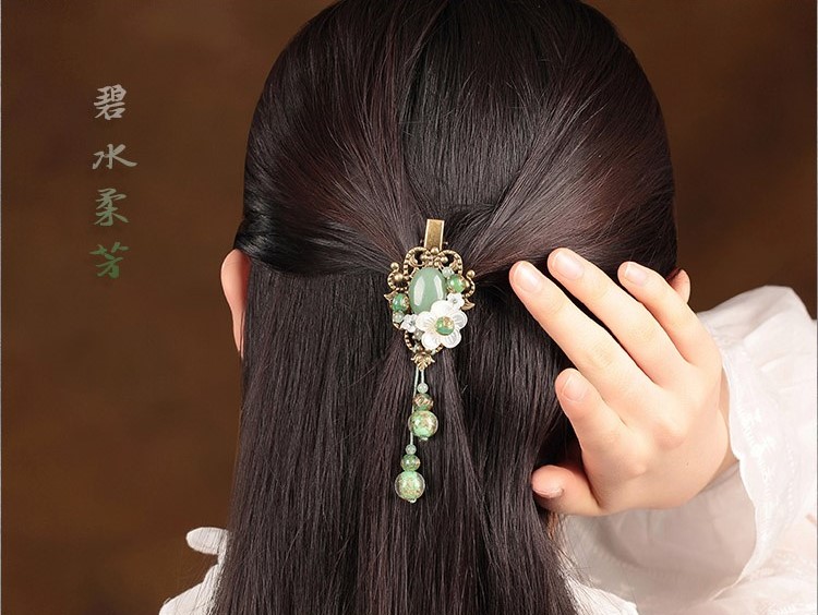 碧水柔芳發(fā)夾，古風(fēng)古典流蘇頭飾
