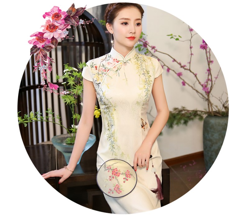 綠盈柳絲繡花旗袍，清新唯美旗袍裙