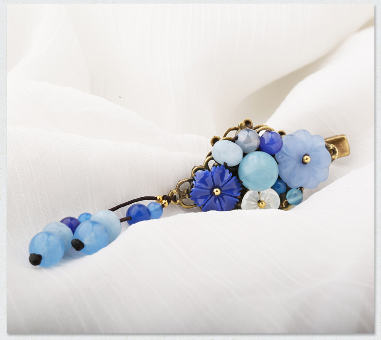 古風(fēng)藍(lán)色發(fā)夾，唯美優(yōu)雅頭飾