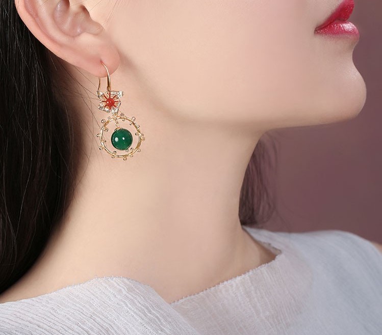 超仙不對(duì)稱吊墜耳環(huán)，復(fù)古瑪瑙耳墜耳環(huán)