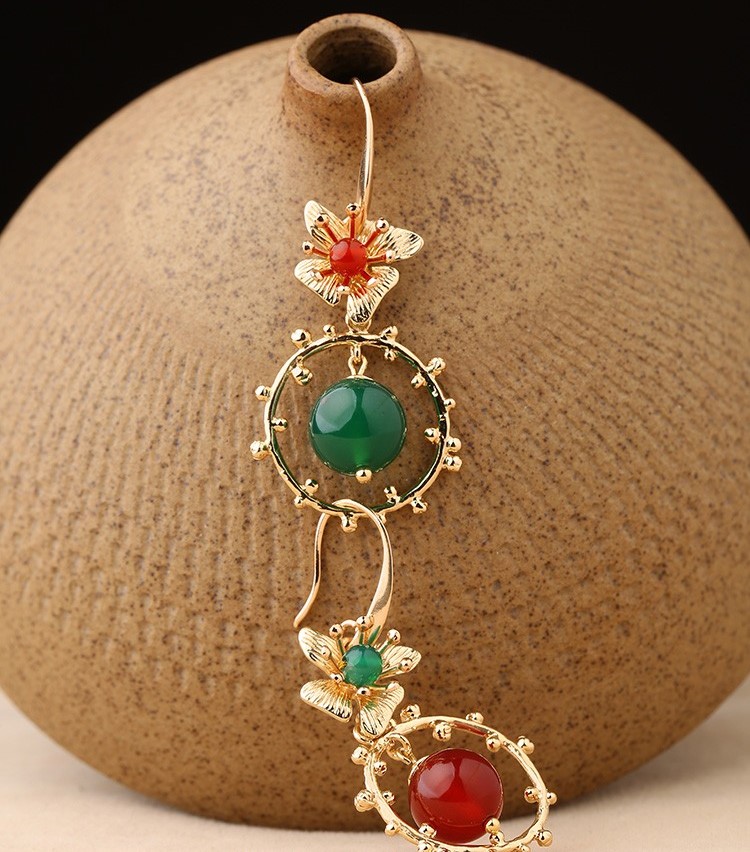 超仙不對(duì)稱吊墜耳環(huán)，復(fù)古瑪瑙耳墜耳環(huán)