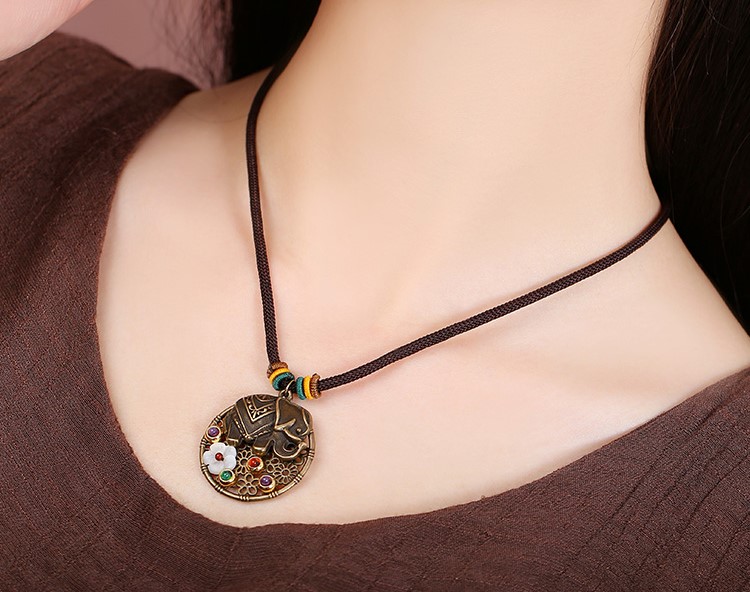 泰國象鎖骨鏈，復古森女項鏈首飾