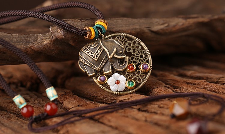 泰國象鎖骨鏈，復古森女項鏈首飾