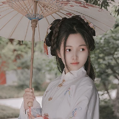 甜美可愛帶傘團扇女生頭像，唯美古風(fēng)真人頭像