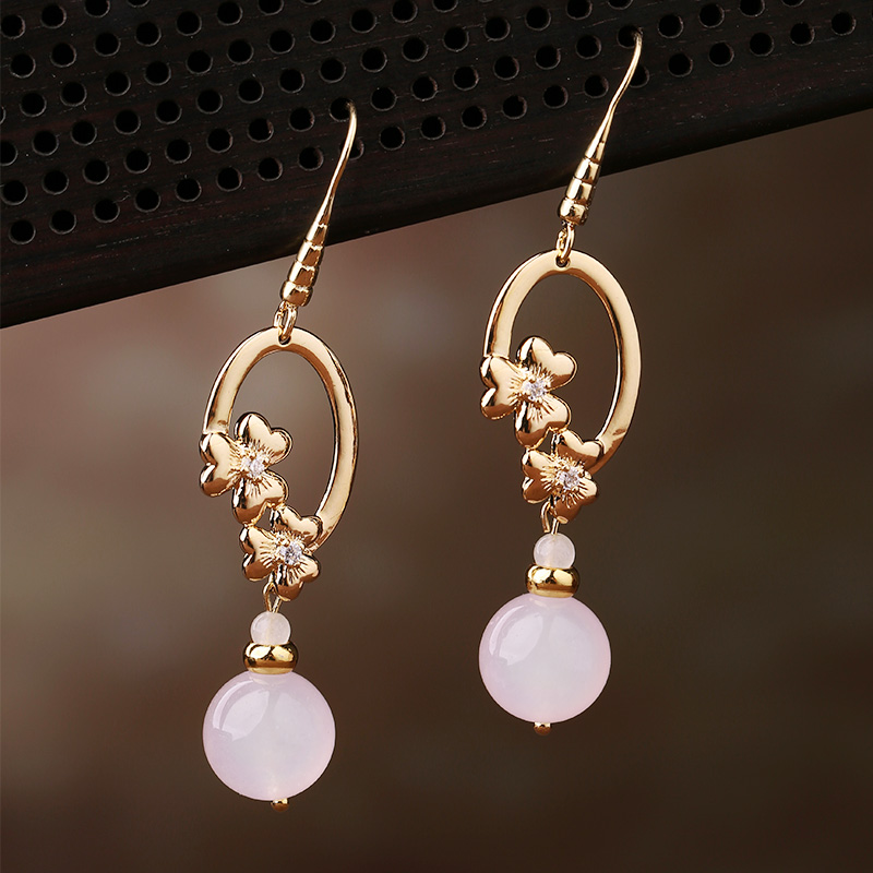 冷淡風(fēng)復(fù)古耳環(huán)，少女玉墜耳飾首飾