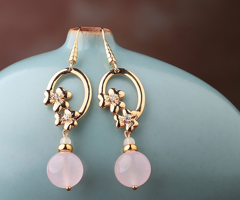 冷淡風(fēng)復(fù)古耳環(huán)，少女玉墜耳飾首飾