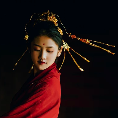 驚艷紅衣女生頭像，唯美古風(fēng)真人頭像