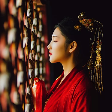 驚艷紅衣女生頭像，唯美古風(fēng)真人頭像